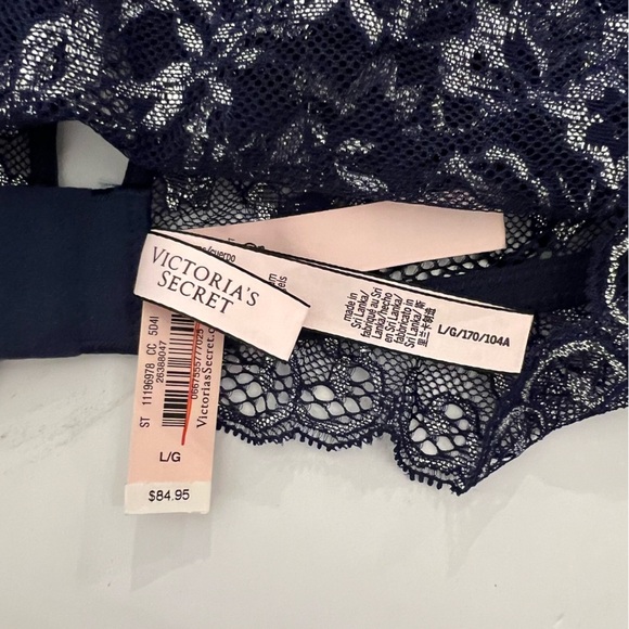 Victoria Secret Dream Angels Allure Shimmer Long-Sleeve Bra Longline Navy Large - Picture 13 of 15
